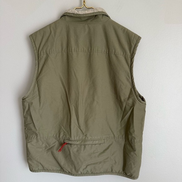 Vtg Y2K American Eagle men’s Sherpa lined utility cargo vest army green large - Picture 2 of 6